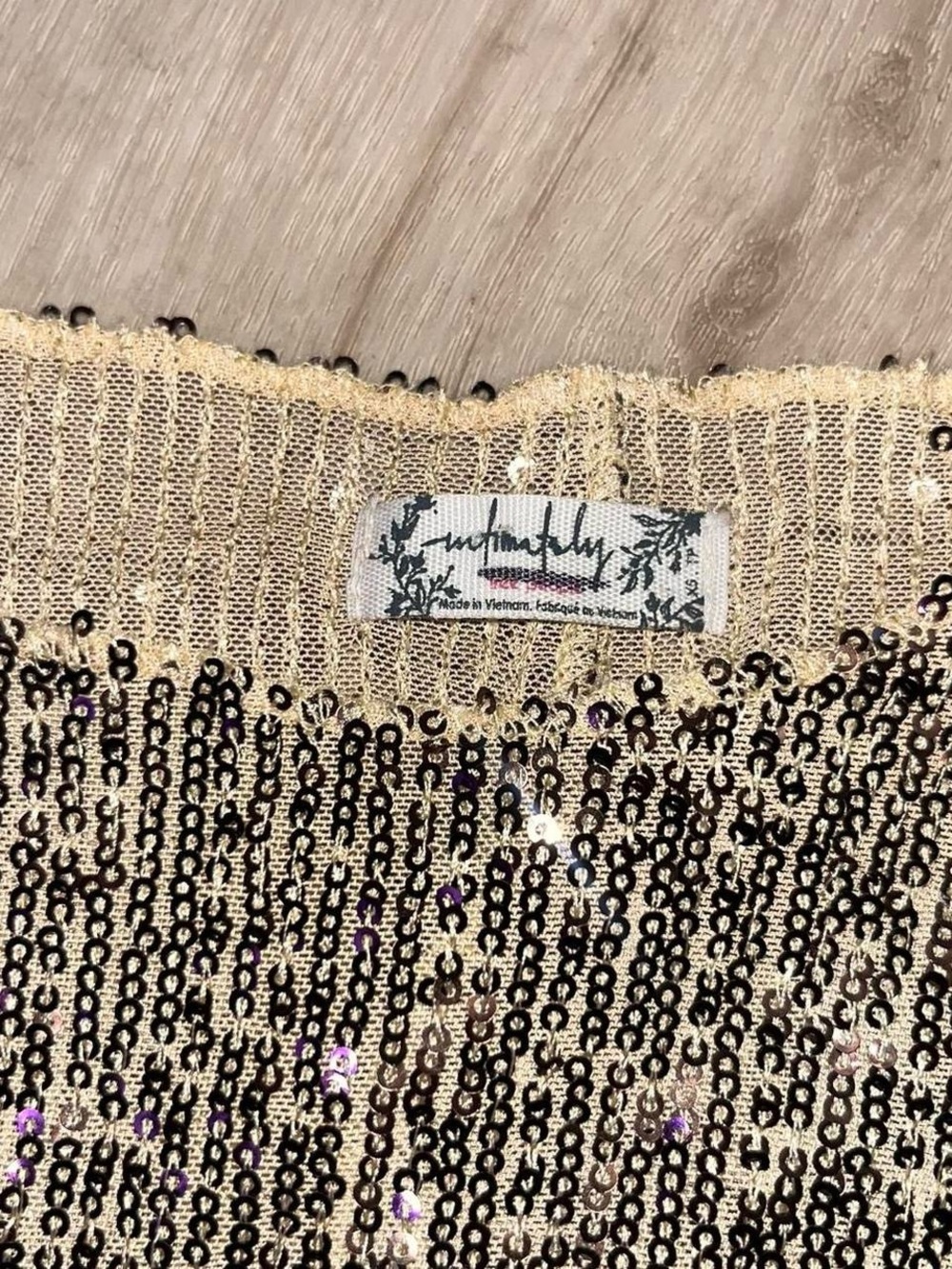 Free People Gold Sequin Long-Sleeve Crewneck Top - Picture 3 of 3